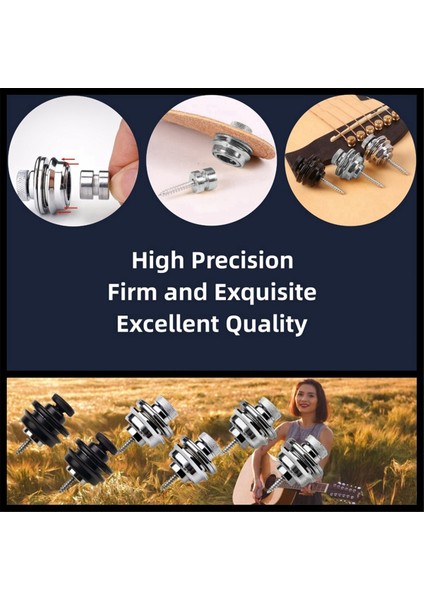 Adet Gitar, Çivili Kuyruklu Çivili Elektro Gitar Kaymaz Büyük Gitar Aksesuarları, Kilitli, Siyah (Yurt Dışından) fiyatları