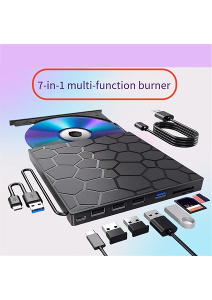 Harici DVD Rw Sürücü USB 3.0 Tip C 7'si 1 Arada Arayüz Ince DVD CD Yazıcı Yazıcı Okuyucu Oynatıcı Optik Sürücü Dizüstü Bilgisayar Için (Yurt Dışından) fiyatları
