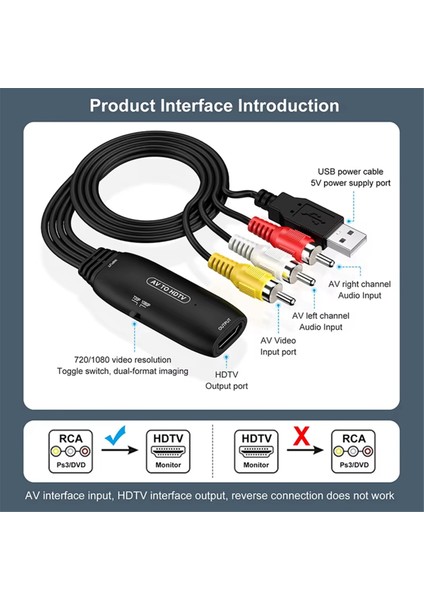 1080P Av - HDMI Uyumlu Adaptör Dönüştürücü Rca Kablo Video Adaptörü Set Üstü Kutu Xbox Vhs Blu-Ray DVD Için (Yurt Dışından) modelleri