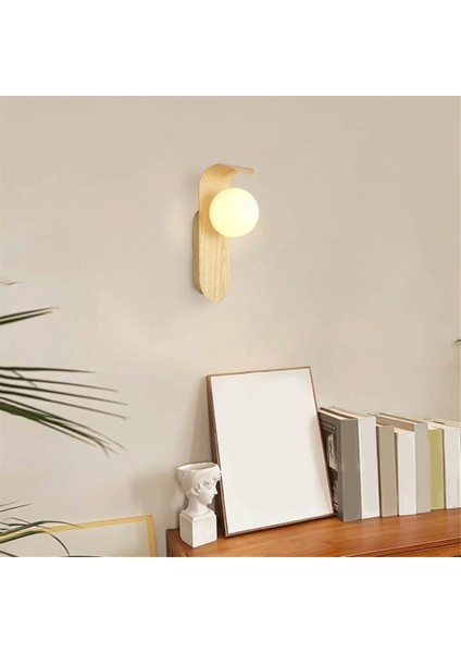 Minimalist Komodin Duvar Lambası, Iskandinav Tarzı Demir Lamba LED Duvar Lambası Mutfak, Yemek Odası, Koridor Için Ahşap Rengi (Yurt Dışından) fırsatları