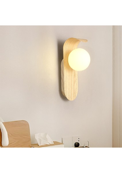 Minimalist Komodin Duvar Lambası, Iskandinav Tarzı Demir Lamba LED Duvar Lambası Mutfak, Yemek Odası, Koridor Için Ahşap Rengi (Yurt Dışından) indirimleri