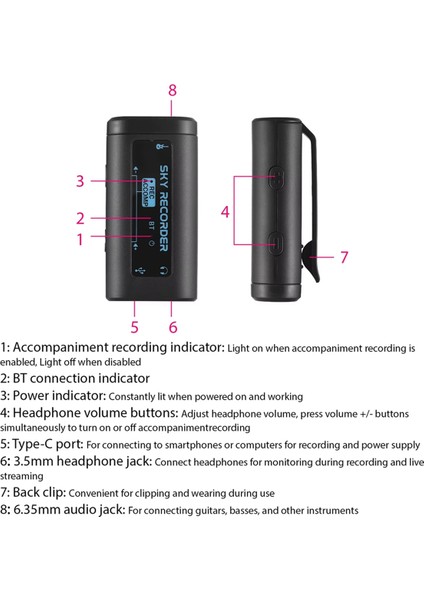 Taşınabilir Mini Kayıt Ses Kartı Bt Accompaniment Type-C Güç Kaynağı Canlı Yayın Kaydı Için (Yurt Dışından) modelleri