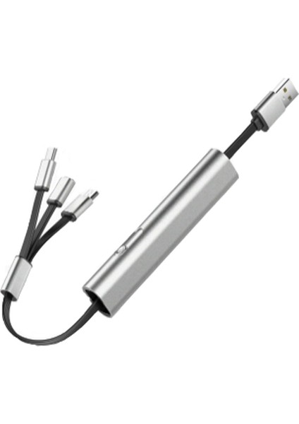 3'ü 1 Arada Hızlı Şarj Kablosu, Geri Çekilebilir Araç Şarj Cihazı, Iphone/android/tablet Için Katlanabilir Süper Hızlı Şarj Kablosu Gri (Yurt Dışından)