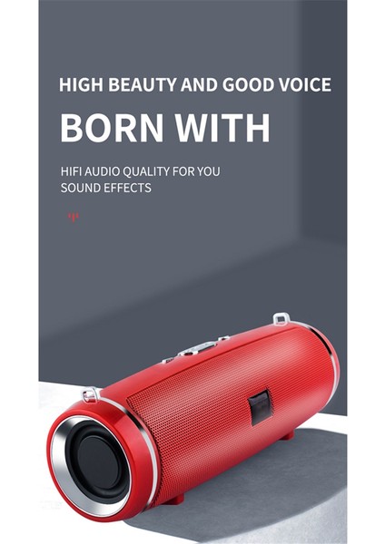 Açık Hava Kablosuz Stereo 3D Surround Bluetooth 4.0 Hoparlör Bluetooth Yüksek Güçlü Taşınabilir Bas Hoparlör Kırmızı (Yurt Dışından) fiyatları