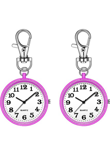 Kadınlar Için 2 Adet Hemşire Saati, Anahtar Tokalı Kuvars Cep Saati, Hemşireler, Doktorlar ve Mor Için Dijital Saat Klipsi (Yurt Dışından)