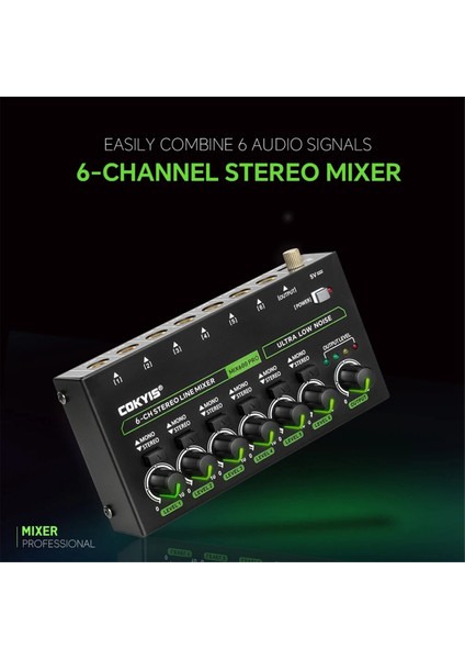 Cokyıs MIX600 Pro 6 Kanallı Stereo Hat Mikseri Rgb Aydınlatmalı Stüdyo ve Profesyonel Kullanım Için Yüksek Kaliteli Ses Ab Fişi (Yurt Dışından) fiyatları