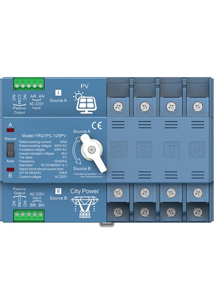Ats Çift Güç Otomatik Transfer Anahtarı Jeneratör Veya Pv Enerjisini Şehre Aktarmak Için Güç Geçiş Anahtarı Güneş Invertörü, C (Yurt Dışından)