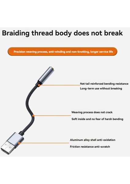 USB - 3,5 mm Jak Ses Adaptörü USB - Ses Jak Adaptörü Kulaklık USB A - 3,5 mm Dişi Harici Stereo Ses Kartı B (Yurt Dışından)