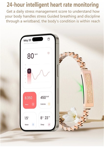 Kadınlar Için El Bileklikleri Altın Çinko Alaşımlı Akıllı Bileklik Kalp Atış Hızı Monitörü Bluetooth Bağlantılı Uygulama Doğum Günü Hediyeleri (Yurt Dışından) fırsatları