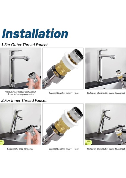 Bulaşık Makinesi Bağlantı Adaptörleri, Lavabo Musluğu Için Musluk Adaptörü 15/16 Inç-27 Inç Veya 55/64 Inç-27 Inç x 3/4 Inç Ghtm (Yurt Dışından) fiyatları