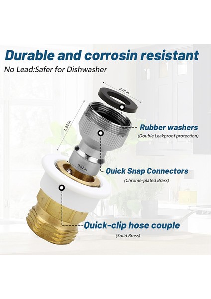 Bulaşık Makinesi Bağlantı Adaptörleri, Lavabo Musluğu Için Musluk Adaptörü 15/16 Inç-27 Inç Veya 55/64 Inç-27 Inç x 3/4 Inç Ghtm (Yurt Dışından) fırsatları