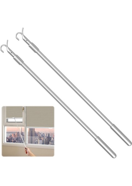 Kolay Çekilebilen Teleskopik Perde Eğme Çubuğu, 13-24 Inç Uzunlukta Ayarlanabilir Perde Çubuğu, Aşağı ve Yukarı Giysi Askısı Kancası Direği 2 Adet (Yurt Dışından) fiyatları