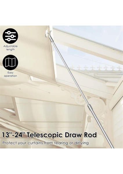 Kolay Çekilebilen Teleskopik Perde Eğme Çubuğu, 13-24 Inç Uzunlukta Ayarlanabilir Perde Çubuğu, Aşağı ve Yukarı Giysi Askısı Kancası Direği 2 Adet (Yurt Dışından) fırsatları