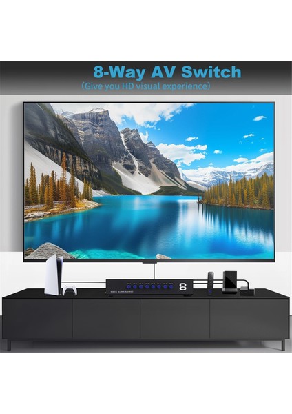 Portlu Av Rca Ses Video Anahtarı 8in Bir Çıkış Av Sinyal Rca Kompozit Anahtar Seçici Kutusu Stb Tv DVD Oynatıcı Hdtv Için (Yurt Dışından) fiyatları