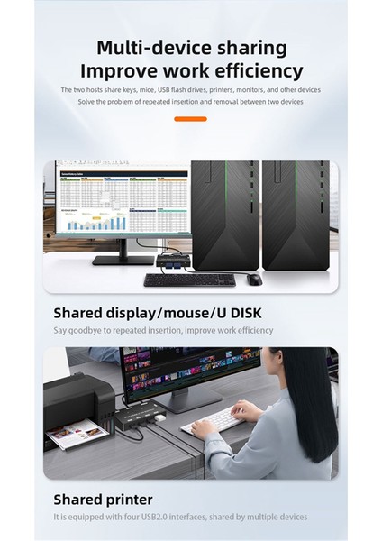 2 Ana Bilgisayar Paylaşımı, Fare, Klavye ve Monitör Için USB 2.0 Portlu Vga+Hdmı Uyumlu 1080P Kvm Anahtarı (Yurt Dışından) modelleri