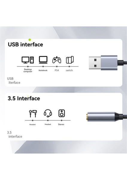 USB - 3,5 mm Jak Ses Adaptörü USB - Ses Jak Adaptörü Kulaklık USB A - 3,5 mm Dişi Harici Stereo Ses Kartı A (Yurt Dışından) fırsatları