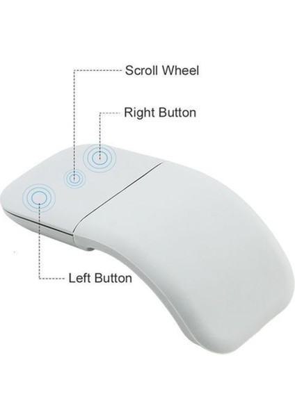 Kablosuz Katlanabilir Arc Touch Fare Ultra Ince Sessiz Ofis Pc Dizüstü Bilgisayar Beyaz (Yurt Dışından) indirimleri