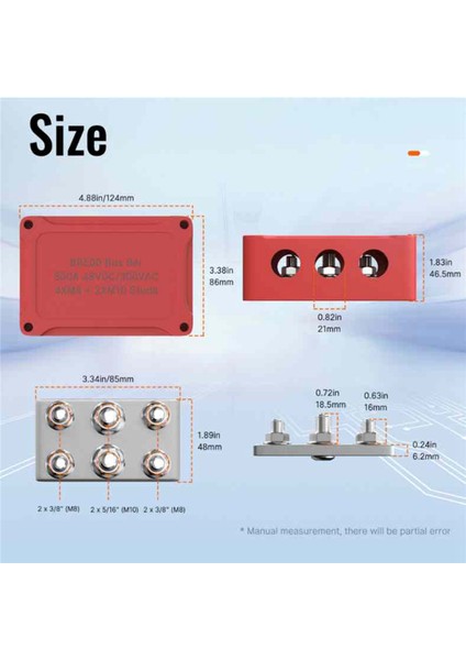 500A Deniz Barası 48V Otomotiv Güç Dağıtım Bloğu Büyük Akım 6 Saplamalı Plastik Kapak Araba Tekne Otomatik Kırmızı (Yurt Dışından) modelleri