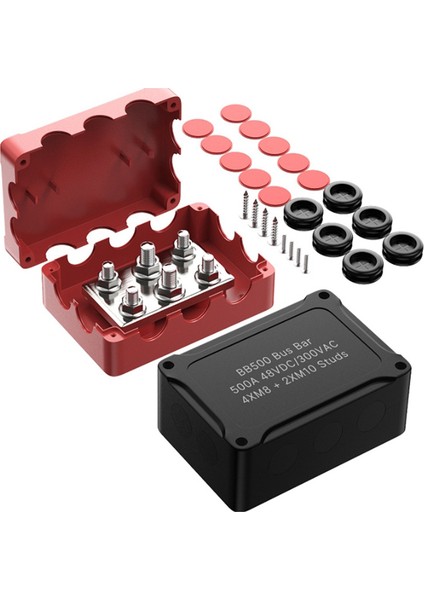 500A Deniz Barası 48V Otomotiv Güç Dağıtım Bloğu Büyük Akım 6 Saplamalı Plastik Kapak Araba Tekne Otomatik Kırmızı (Yurt Dışından) indirimleri