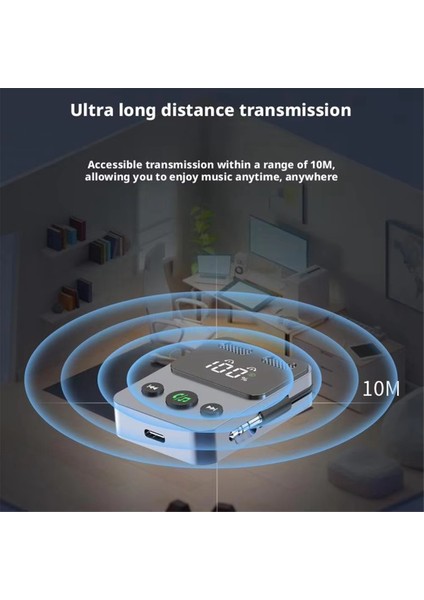 Bluetooth 5.3 Verici Alıcı Aux Adaptör Teknolojisi A2DP Eller Serbest Arama Kablosuz Ses Adaptörü (Yurt Dışından)