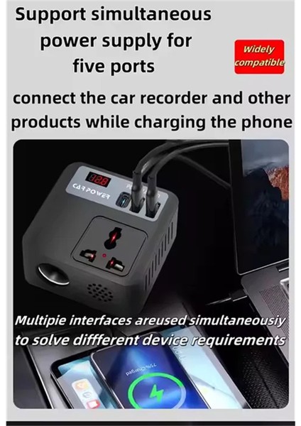 Araba Invertörü 12V - 220V Araba Şarj Cihazı Kamyon Çok Fonksiyonlu Araba Güç Kartı Dönüştürücü (Yurt Dışından) fiyatları