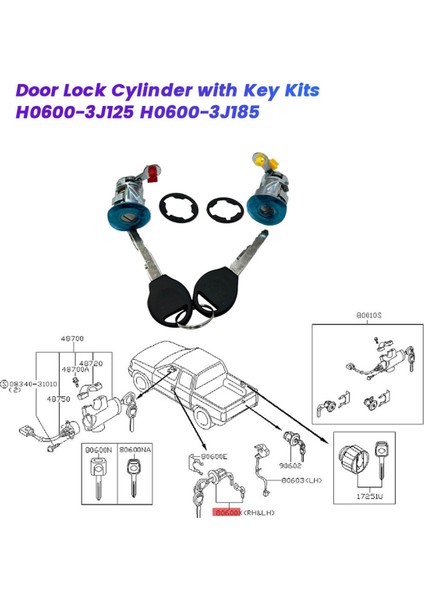 Nissan Altima Frontier Pathfinder Xterra H06000W000 Için Anahtar Kitli Araba Kapı Kilidi Silindiri H0600-3J125 H06003J185 (Yurt Dışından) indirimleri
