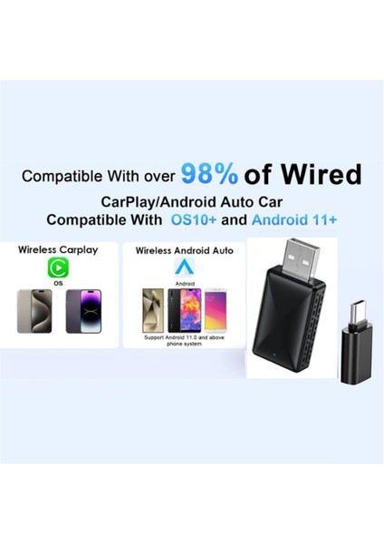 Araba Kablosuz Carplay ve Android Auto Kutusu 2'si 1 Arada Kablolu - Kablosuz Dongle Tak ve Çalıştır Android Auto Carplay Adaptörü Mini Aı Kutusu (Yurt Dışından) modelleri