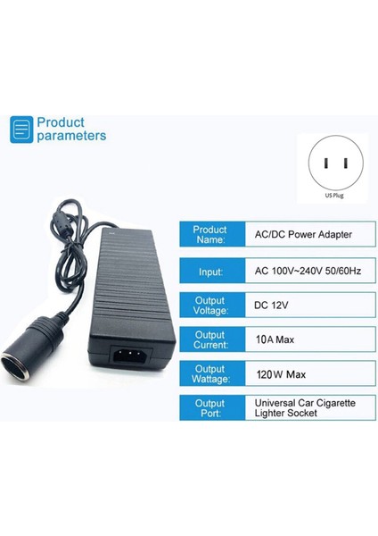 Araba Güç Adaptörü Güç Dönüştürücü Ac Adaptörü Dc 110V / 220V'DEN 12V 10A Güç Adaptörü Dönüştürücü Abd Fişi (Yurt Dışından) indirimleri