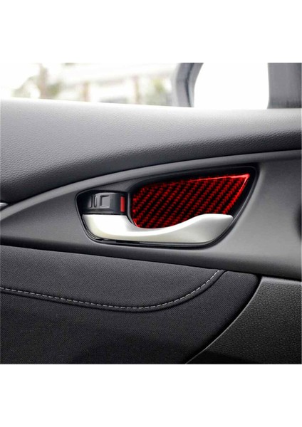 Abs Kırmızı Karbon Fiber Iç Kapı Kolu Kapağı Döşeme Dekor Çıkartması Honda Civic 10. Nesil 2016, 2017, 2018 ve 2019 (Yurt Dışından) fırsatları
