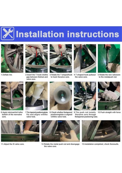 Hızlı Değişim Lastik Supap Alet Takımı Supap Sapı TR413 Supap Değiştirme ve Takma Alet Takımı 13 Parça B (Yurt Dışından) indirimleri