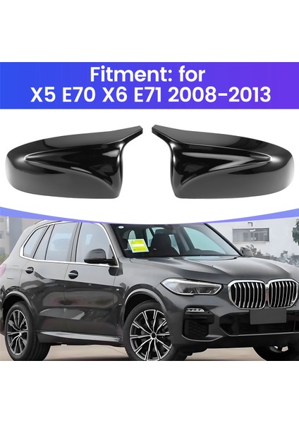 Bmw X5 E70 X6 E71 2008-2013 Parlak Siyah Için 2 Adet Yan Kanatlı Dikiz Aynası Modifiyeli Araba Şekillendirici Boynuz Ayna Muhafazası (Yurt Dışından) fırsatları