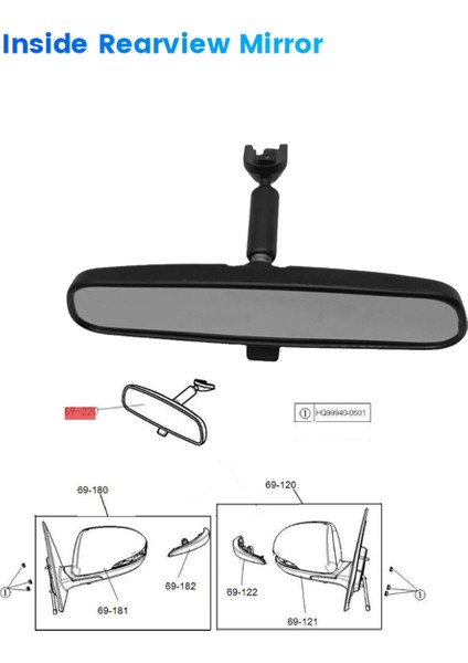 HG82-69-220 Mazda 6 323 626 Cx-7 Rx-8 Mx-5 Premacy Cp Haima 2 7 HG8269220A HG82-69-220B Için Araç Iç Dikiz Aynası (Yurt Dışından) fırsatları