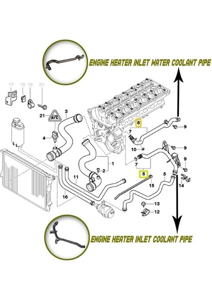 Bmw E39 E46 11531705210 11537502525 Için 2 Adet Motor Isıtıcı Giriş Suyu Soğutma Borusu (Yurt Dışından) fiyatları