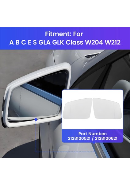 Mercedes-Benz Bces Gla Glk Sınıfı W204 W212 W221 Için Sağ+Sol Taraf Dikiz Aynası Camı Merceği 2128100521 2128100621 (Yurt Dışından) fırsatları