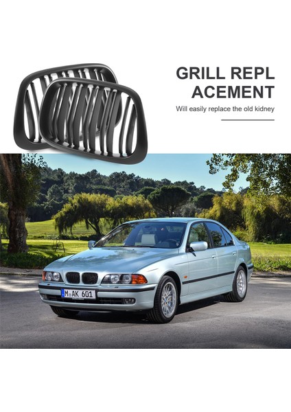 Bmw E39 5 Serisi 525 528 1995-2004 Mat Siyah Ön Tampon Böbrek Izgarası Yedek Çift Slatlı Izgaralar (Yurt Dışından) indirimleri