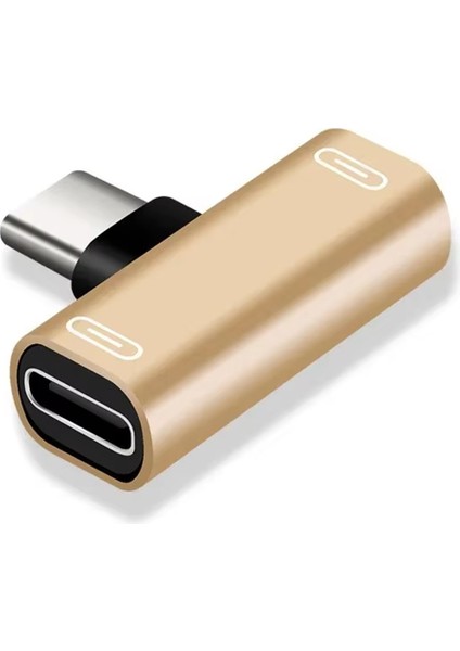 3'ü 1 Arada Çift Tip-C Adaptörü Tip-C Şarj Kablosu Şarj Cihazı Kulaklık Dönüştürücü Akıllı Telefonlar Için Kulaklık Adaptörü Altın (Yurt Dışından)