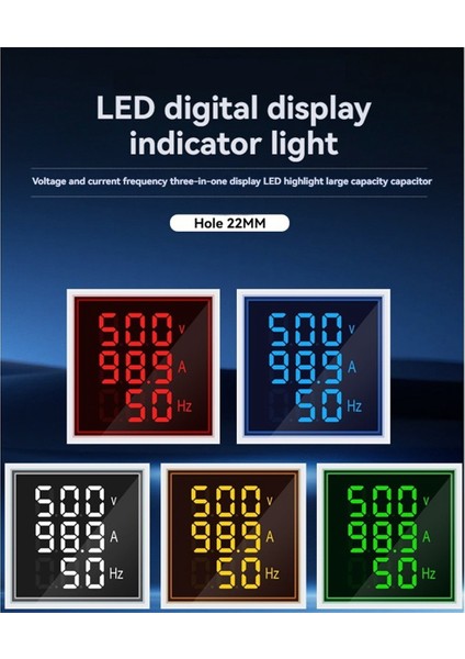LED Dijital Voltmetre Ampermetre Hertz Metre AC6-500V Sinyal Işıkları Voltaj Akım Frekans Ölçer Gösterge Test Cihazı Yeşil (Yurt Dışından) modelleri