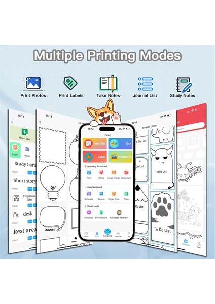 Etiket Yazıcısı 7 Renkli Aydınlatma Modu ile 6 Rulo Etiket Yazıcısı, Ios ve Android ile Uyumlu (Yurt Dışından) modelleri