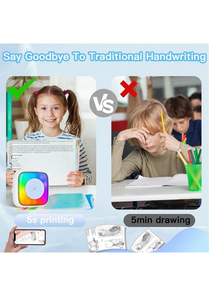 Etiket Yazıcısı 7 Renkli Aydınlatma Modu ile 6 Rulo Etiket Yazıcısı, Ios ve Android ile Uyumlu (Yurt Dışından) indirimleri