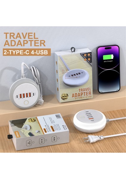 Yuvarlak PD20W Takım Şarj Cihazı A+C Çok Portlu Akıllı Hızlı Şarj Cihazı Dokunmatik Led/doldurma Işığı ile Ab Fişi (Yurt Dışından) fırsatları