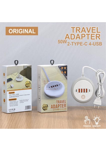 Yuvarlak PD20W Takım Şarj Cihazı A+C Çok Portlu Akıllı Hızlı Şarj Cihazı Dokunmatik Led/doldurma Işığı ile Ab Fişi (Yurt Dışından) indirimleri