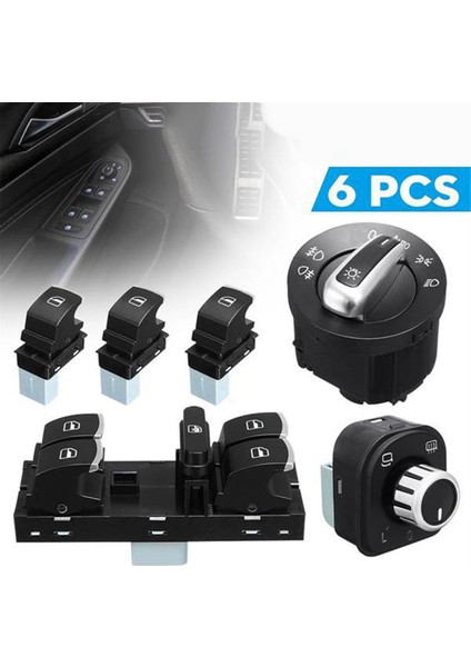 5nd 959 565A 5nd 959 857 5ND941431B 6 Adet Vw Golf Mk5 6 Jetta Mk5 Passat B6 Tiguan Için Pencere Aynası Far Anahtarı Seti (Yurt Dışından) modelleri