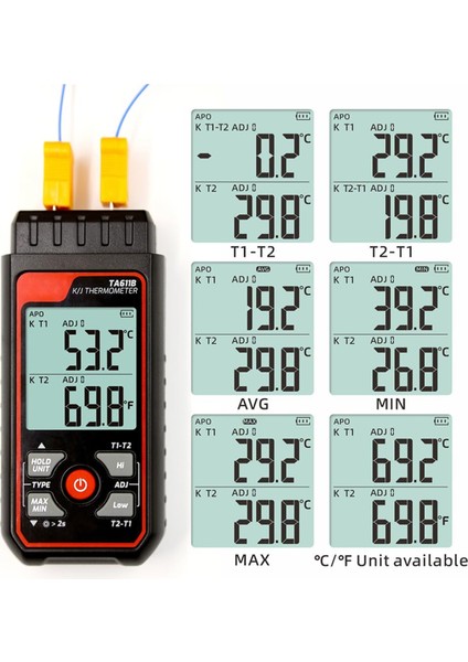 Dijital Termokupl Termometresi Çift Kanallı K/j Tipi TERMOMETRE-328-2501℉ Geniş Aralıklı Endüstriyel Hvac Sıcaklık Ölçer (Yurt Dışından) fiyatları