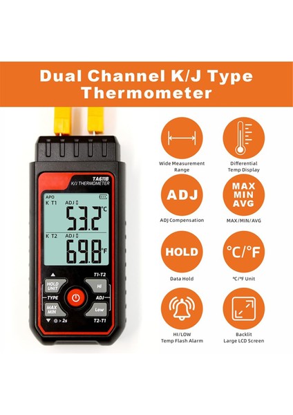Dijital Termokupl Termometresi Çift Kanallı K/j Tipi TERMOMETRE-328-2501℉ Geniş Aralıklı Endüstriyel Hvac Sıcaklık Ölçer (Yurt Dışından) indirimleri