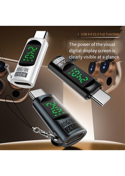 Usb4 80GBPS Adaptör Dijital Ekran USB 4 V2.0 80GBPS Tip C'den Tip C'ye Otg Kablo Konnektörü 240W 8k Gri (Yurt Dışından) modelleri