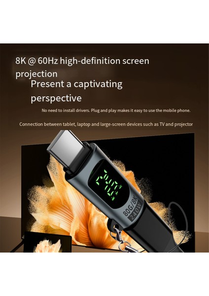 Usb4 80GBPS Adaptör Dijital Ekran USB 4 V2.0 80GBPS Tip C'den Tip C'ye Otg Kablo Konnektörü 240W 8k Gri (Yurt Dışından) indirimleri
