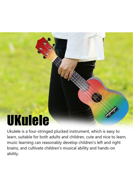 Soprano Ukulele 21" Ahşap Uklele Hawaii Gitarı Öğrenci Çocuk Gitarı Gökkuşağı (Yurt Dışından) fiyatları