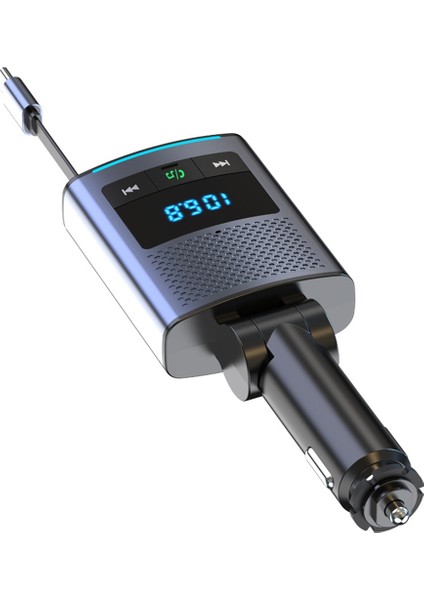 BC99 Araç Bluetooth Fm Vericisi Cep Telefonu Dizüstü Bilgisayar Araç Şarj Cihazı Geri Çekilebilir Kablo ile Süper Hızlı Şarj (Yurt Dışından)
