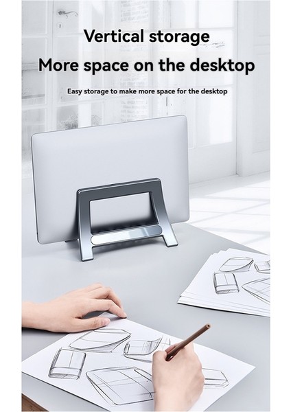 Dikey Dizüstü Bilgisayar Standı Evrensel Masaüstü Standı Dizüstü Bilgisayar Yuvası Katlanabilir Tablet Destek Tutucu Gri (Yurt Dışından)