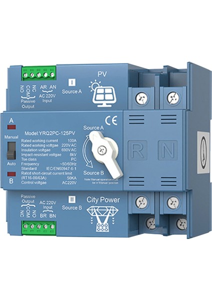 Ats Çift Güç Otomatik Transfer Anahtarı Jeneratör Veya Pv Enerjisini Şehre Dönüştürmek Için Güç Değiştirme Anahtarı Güneş Invertörü, D (Yurt Dışından)